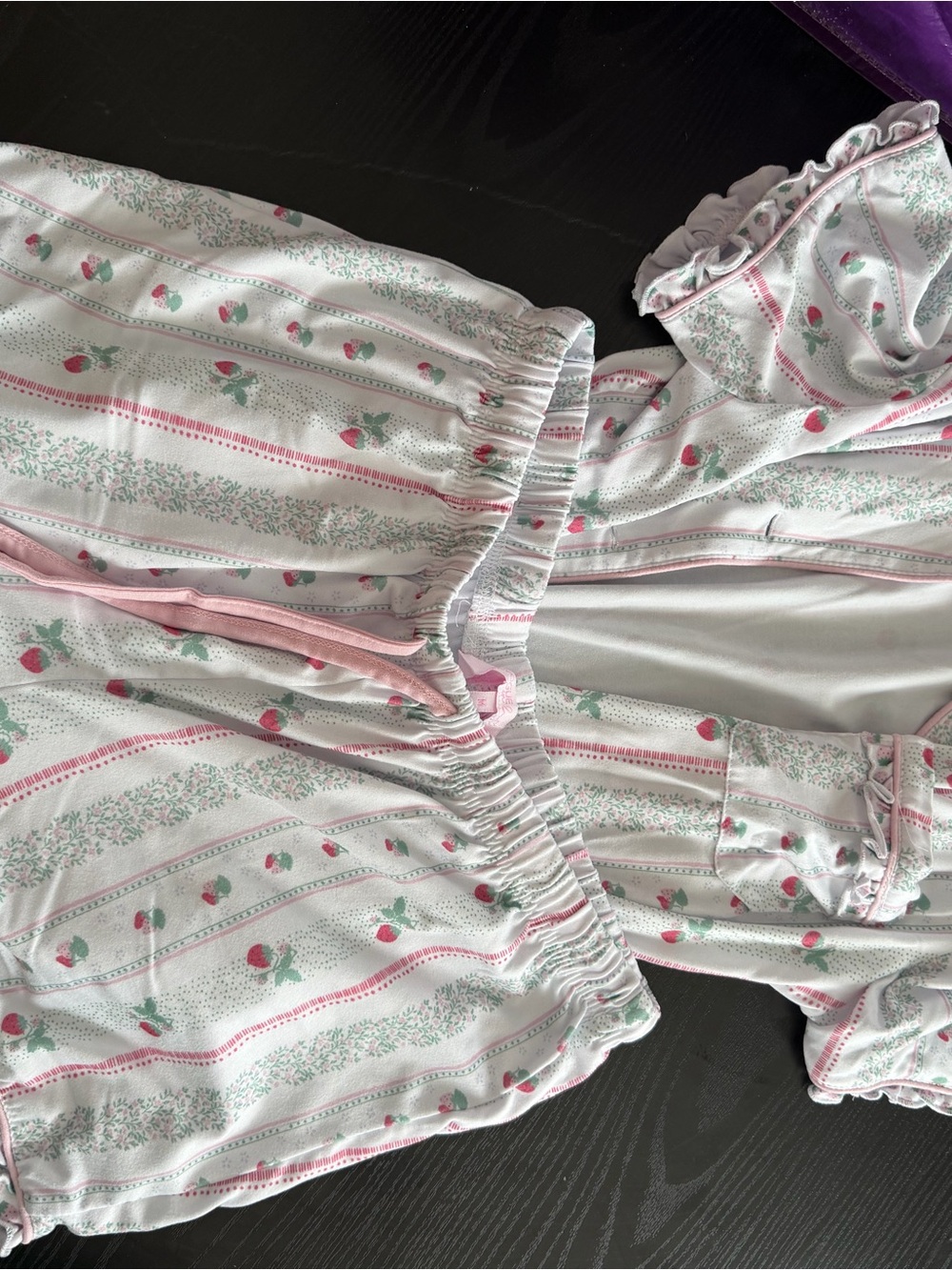 Envogue White Pink Strawberry-Print Pajama Set